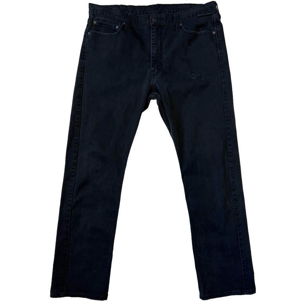 Levi's 513 Slim Straight Fit Mens Jeans, Distressed Black, 38x32 (measures 31)